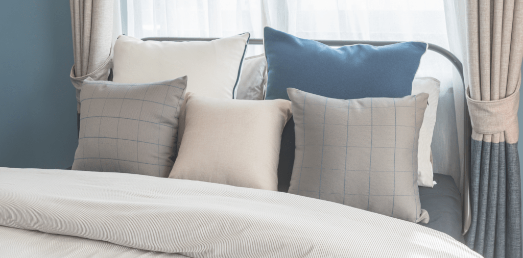 Multiple pillows arranged next to each other